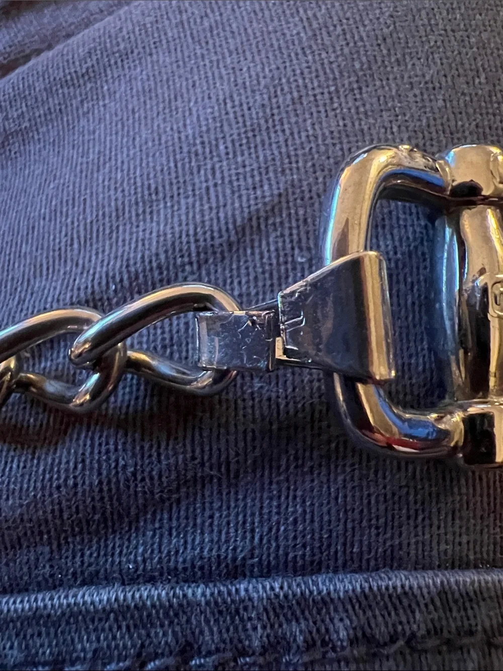ESCADA Women’s Silver Tone Adjustable Equestrian Chain Link Horse Bit Belt